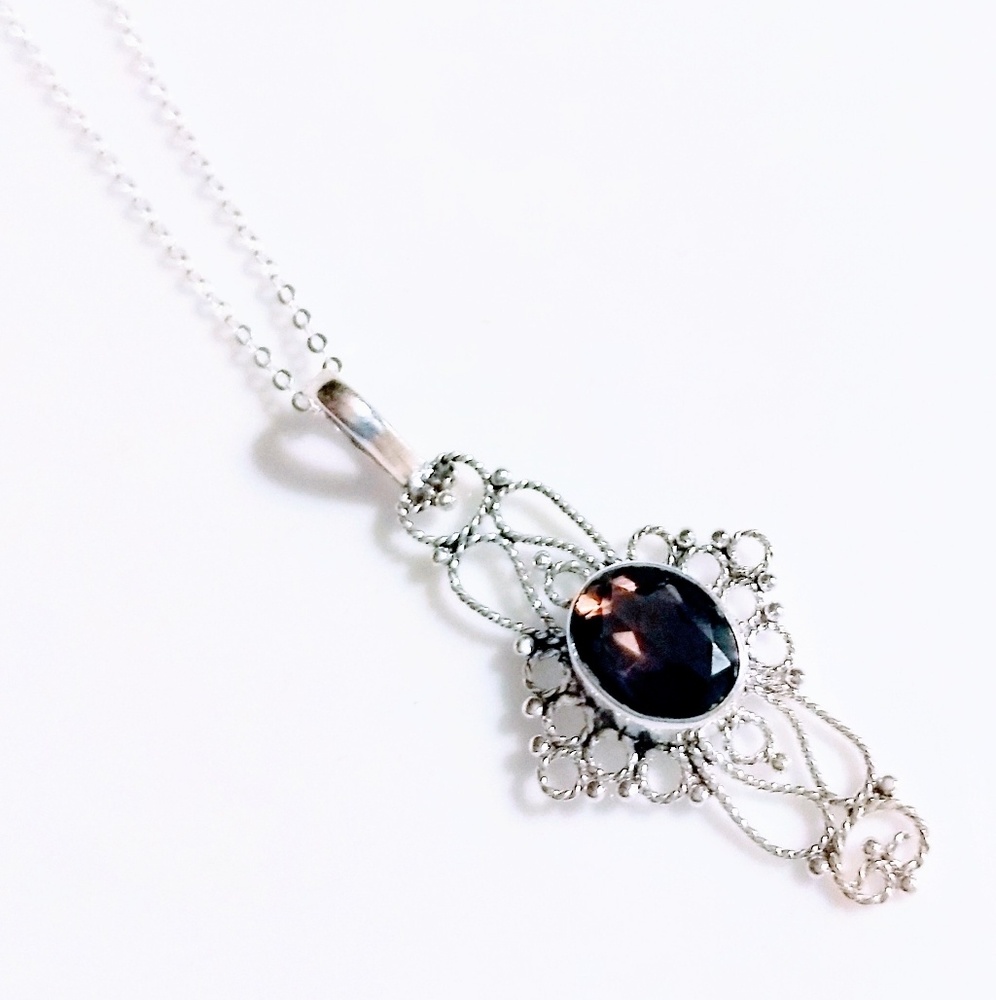 SMOKEY TOPAZ .925 STERLING SILVER NECKLACE